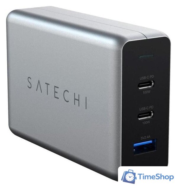 Сетевое зарядное Satechi 100W Type-C PD Compact GAN Charger ST-TC100GM-EU (европейская вилка) - Изображение №1 — Интернет-магазин Time-Shop