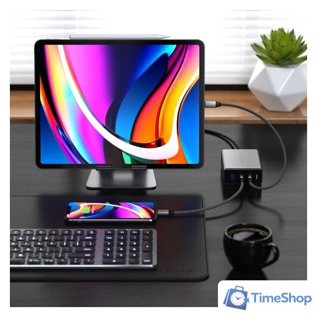 Сетевое зарядное Satechi 100W Type-C PD Compact GAN Charger ST-TC100GM-EU (европейская вилка) - Изображение №7 — Интернет-магазин Time-Shop