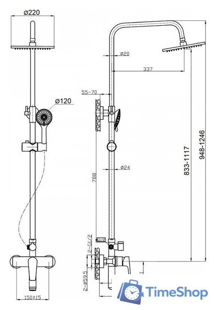 Душевая система  Agger Brilliant A0393300 - Изображение №15 — Интернет-магазин Time-Shop