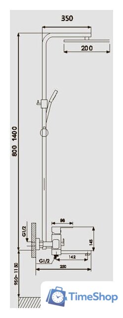 Душевая система  Vieir V113562-G - Изображение №2 — Интернет-магазин Time-Shop