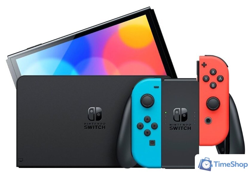Игровая приставка Nintendo Switch OLED (черный, с неоновыми Joy-Con) - Изображение №3 — Интернет-магазин Time-Shop