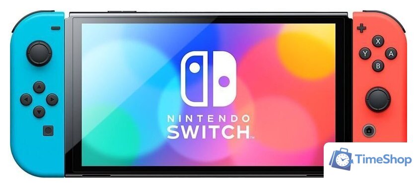 Игровая приставка Nintendo Switch OLED (черный, с неоновыми Joy-Con) - Изображение №2 — Интернет-магазин Time-Shop