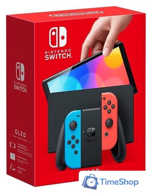 Игровая приставка Nintendo Switch OLED (черный, с неоновыми Joy-Con) - Изображение №1 — Интернет-магазин Time-Shop