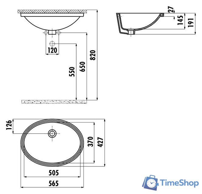 Умывальник Creavit TP 37x51 TP216-00CB00E-0000 - Изображение №2 — Интернет-магазин Time-Shop