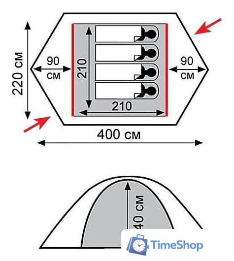 Экспедиционная палатка TRAMP Rock 4 v2 (зеленый) - Изображение №19 — Интернет-магазин Time-Shop