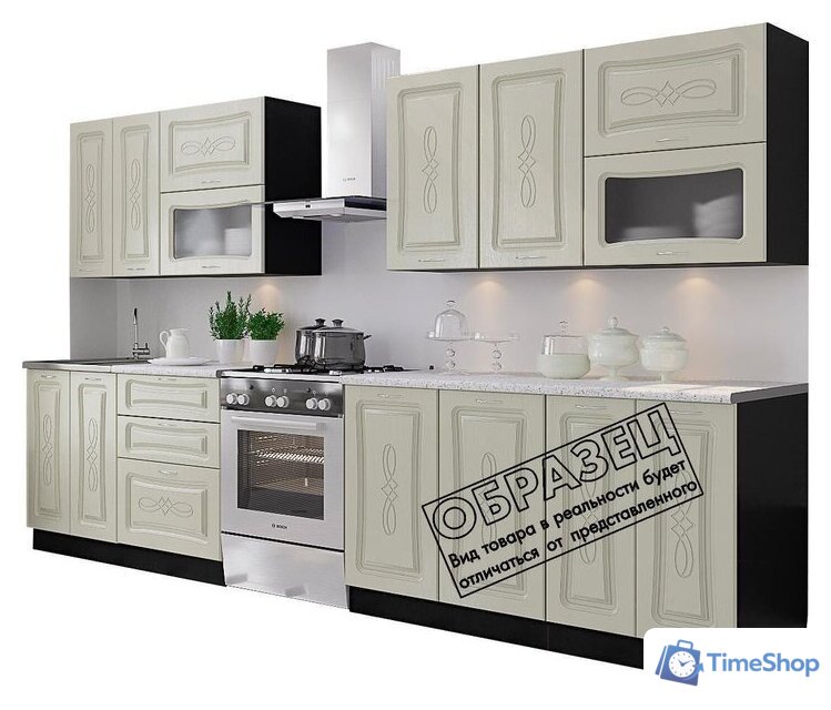 Готовая кухня Артём-Мебель Адель со стеклом МДФ 2.4м (жемчуг матовый текстурный) - Изображение №1 — Интернет-магазин Time-Shop