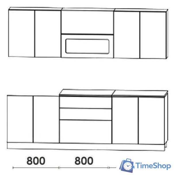 Готовая кухня Артём-Мебель Адель со стеклом МДФ 2.4м (жемчуг матовый текстурный) - Изображение №2 — Интернет-магазин Time-Shop