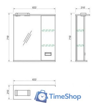  Какса-А Шкаф с зеркалом Пикколо 62 (правый) - Изображение №2 — Интернет-магазин Time-Shop
