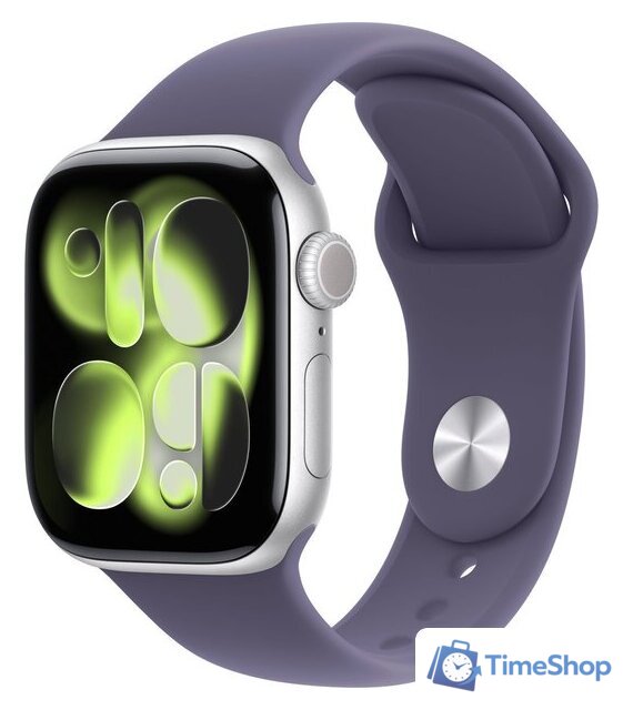 Умные часы Apple Watch Series 11 42 мм (алюминиевый корпус, серебристый/фиолетовый туман, спортивный силиконовый ремешок M/L) - Изображение №1 — Интернет-магазин Time-Shop