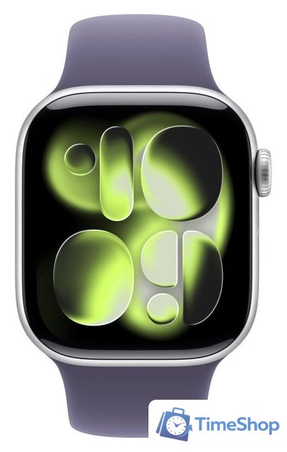 Умные часы Apple Watch Series 11 42 мм (алюминиевый корпус, серебристый/фиолетовый туман, спортивный силиконовый ремешок M/L) - Изображение №2 — Интернет-магазин Time-Shop