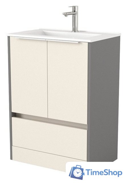  Дабер Тумба под умывальник 017 60 Т17.6.0.19Б (бежевый/серый/ручка белая) - Изображение №1 — Интернет-магазин Time-Shop