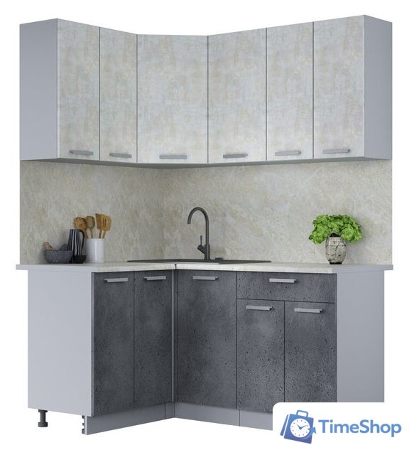Готовая кухня Интерлиния Мила Лайт 1.2x1.6 (бетон лайт/бетон портленд/опал светлый) - Изображение №1 — Интернет-магазин Time-Shop