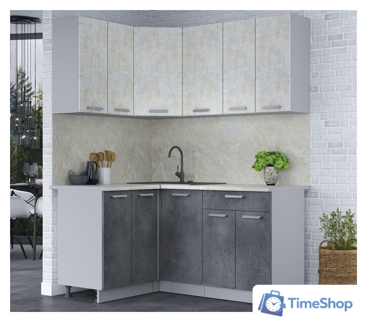 Готовая кухня Интерлиния Мила Лайт 1.2x1.6 (бетон лайт/бетон портленд/опал светлый) - Изображение №2 — Интернет-магазин Time-Shop