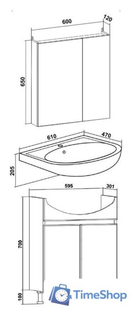  Runo Тумба с умывальником Лада 60 + Уют 60 (напольная, дуб/графит) - Изображение №7 — Интернет-магазин Time-Shop