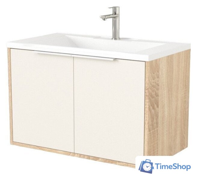  Дабер Тумба под умывальник 018 Andrea Elen 80 Т18.8А.0.18Б (бежевый/дуб бардолино/ручка белая) - Изображение №1 — Интернет-магазин Time-Shop