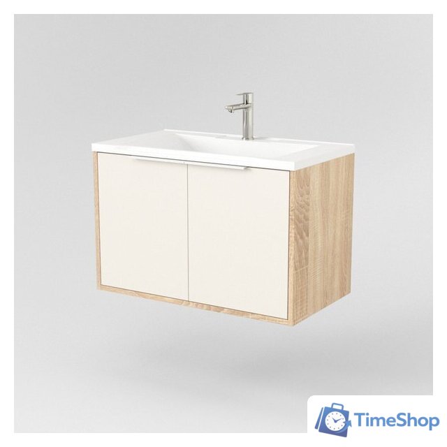  Дабер Тумба под умывальник 018 Andrea Elen 80 Т18.8А.0.18Б (бежевый/дуб бардолино/ручка белая) - Изображение №2 — Интернет-магазин Time-Shop