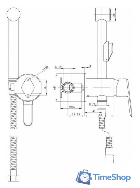 Гигиенический душ Deante Arnika BQA 034M - Изображение №2 — Интернет-магазин Time-Shop
