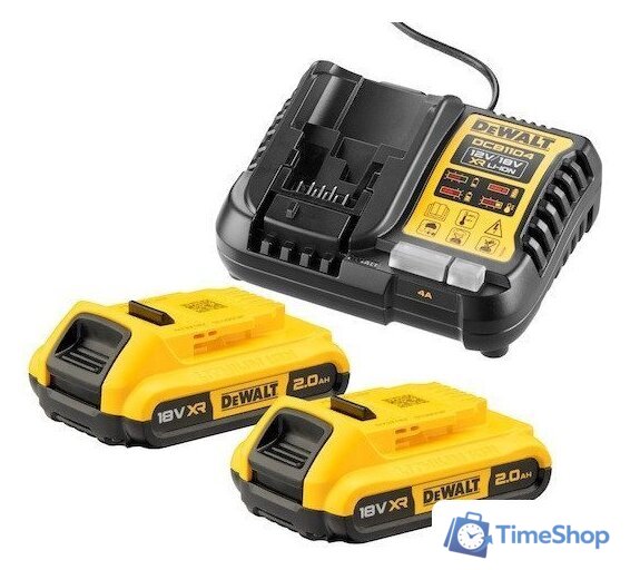 Аккумулятор с зарядным устройством DeWalt DCB1104D2 (18В/2x2 Ач + 12/18В) - Изображение №1 — Интернет-магазин Time-Shop