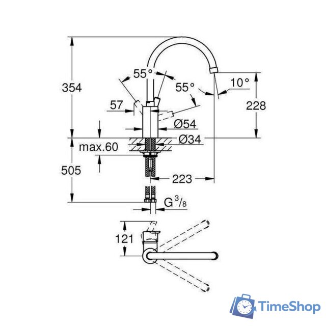 Смеситель Grohe Feel 32670DC0 - Изображение №2 — Интернет-магазин Time-Shop