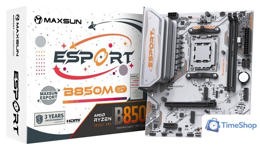 Материнская плата Maxsun eSport B850M WiFi Ice - Изображение №2 — Интернет-магазин Time-Shop