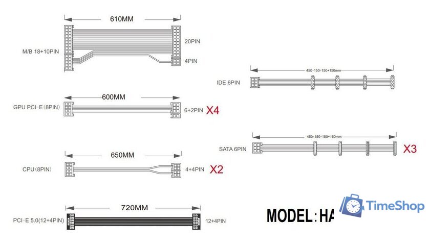 Блок питания 1stPlayer NGDP Platinum 1300W HA-1300BA3-BK - Изображение №2 — Интернет-магазин Time-Shop
