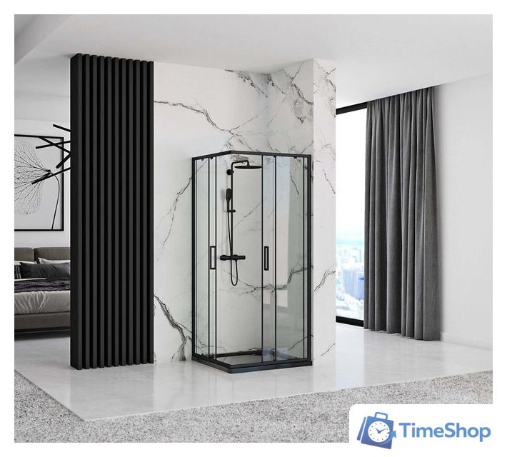 Душевой уголок Rea Punto 90x90 (черный/прозрачное стекло) - Изображение №3 — Интернет-магазин Time-Shop