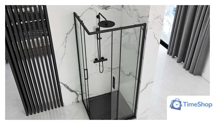 Душевой уголок Rea Punto 90x90 (черный/прозрачное стекло) - Изображение №2 — Интернет-магазин Time-Shop