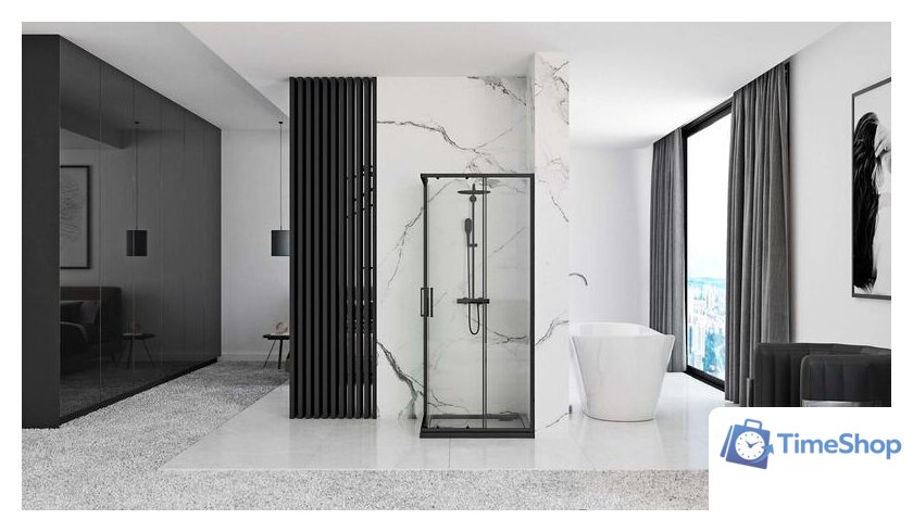 Душевой уголок Rea Punto 90x90 (черный/прозрачное стекло) - Изображение №6 — Интернет-магазин Time-Shop