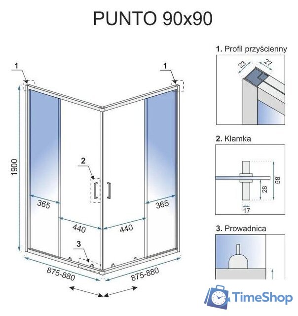 Душевой уголок Rea Punto 90x90 (черный/прозрачное стекло) - Изображение №7 — Интернет-магазин Time-Shop