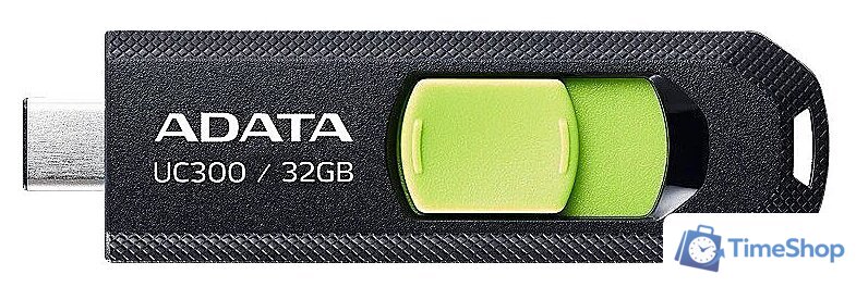 USB Flash ADATA UC300 32GB (черный/зеленый) - Изображение №1 — Интернет-магазин Time-Shop