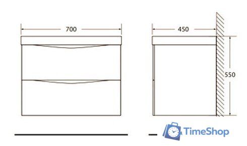  BelBagno Тумба под умывальник Marino-700-2C-SO-WO-P (rovere bianco) - Изображение №3 — Интернет-магазин Time-Shop