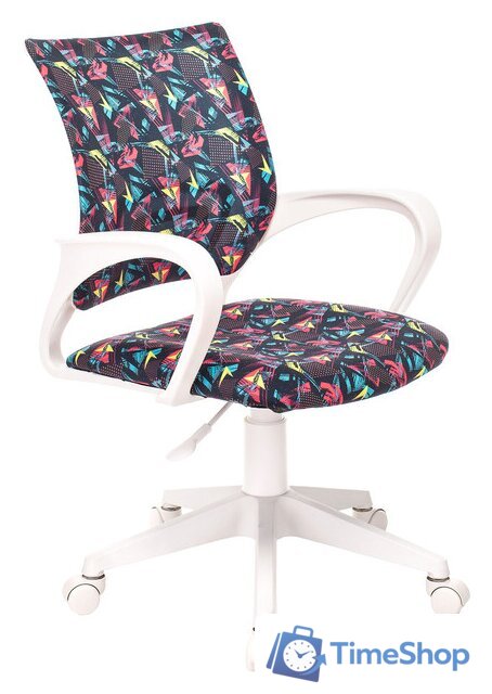 Офисное кресло Бюрократ Burokids 1W 1687097 (мультиколор геометрия/пластик белый) - Изображение №1 — Интернет-магазин Time-Shop