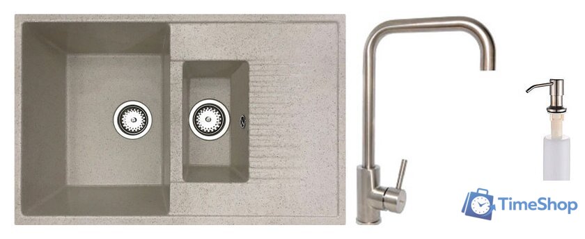 Кухонная мойка БелЭворс Forma L + смеситель W4998-4 + дозатор L405-1 (бежевый) - Изображение №1 — Интернет-магазин Time-Shop