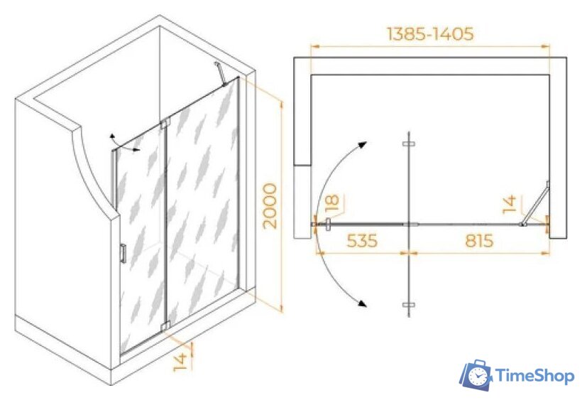 Душевая дверь RGW HO-014B 350601414-24 (черный/матовое стекло) - Изображение №2 — Интернет-магазин Time-Shop