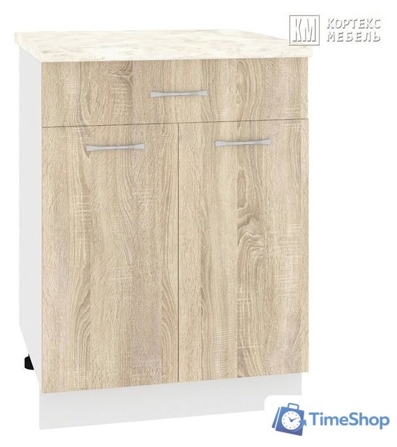 Шкаф напольный Кортекс-мебель Корнелия Лира НШ60р1ш (дуб сонома/марсель) - Изображение №1 — Интернет-магазин Time-Shop