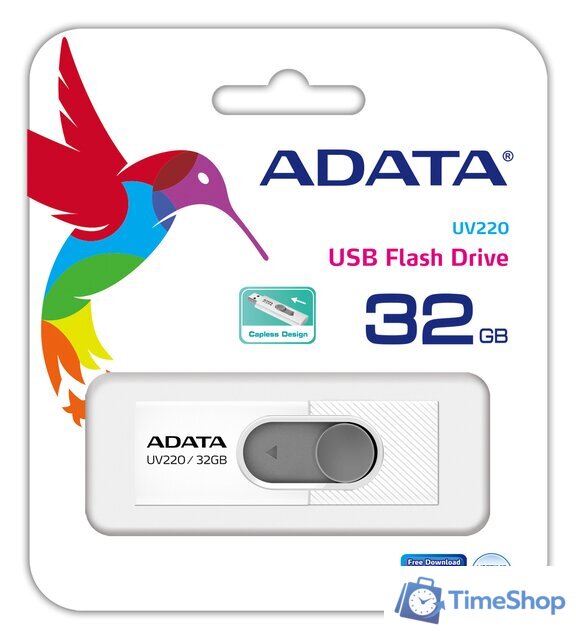 USB Flash ADATA UV220 32GB (белый/серый) - Изображение №3 — Интернет-магазин Time-Shop