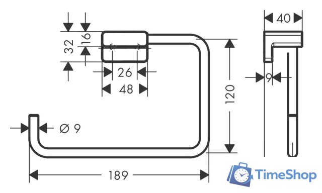 Держатель для полотенца Hansgrohe AddStoris 41754000 - Изображение №2 — Интернет-магазин Time-Shop