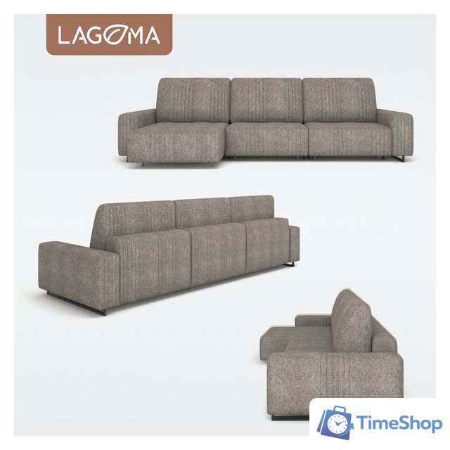 Угловой диван Lagoma Селкеа ШП 1000 + 1000 + оттоманка левый (Elle Russo/черный муар) - Изображение №6 — Интернет-магазин Time-Shop