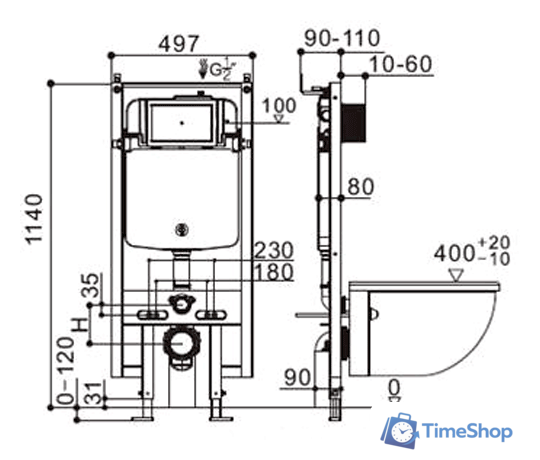 Инсталляция для унитаза WeltWasser Amberg 404 - Изображение №3 — Интернет-магазин Time-Shop