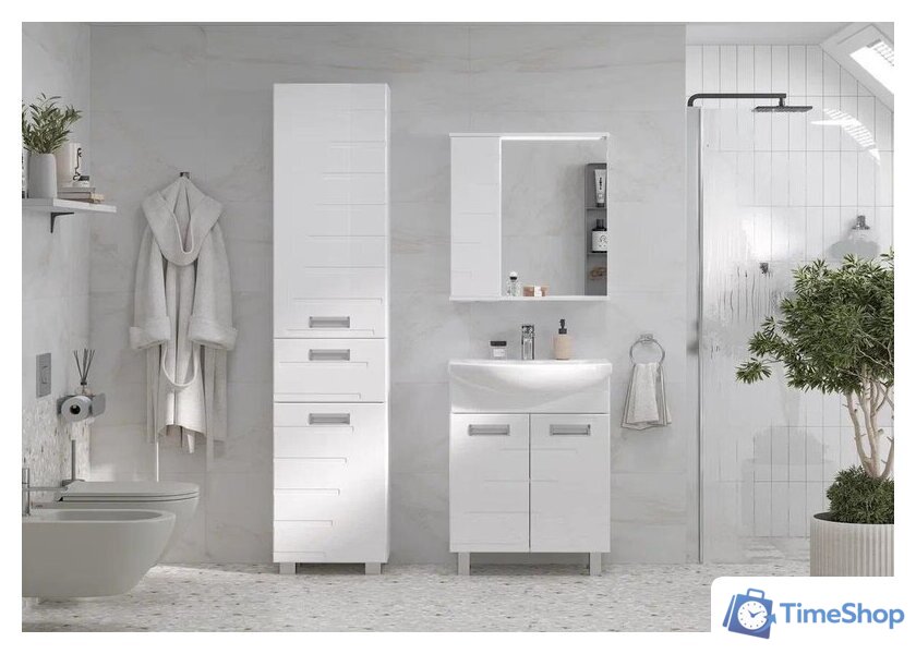  Volna Шкаф с зеркалом Joli 60 L (белый) - Изображение №5 — Интернет-магазин Time-Shop