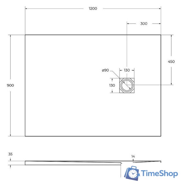 Душевой поддон BelBagno TRAY-MR-UNO-AH-120/90-35-NERO-CR 120x90 - Изображение №8 — Интернет-магазин Time-Shop