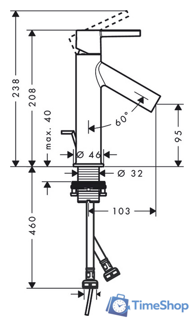Смеситель Axor Starck 10001000 (хром) - Изображение №2 — Интернет-магазин Time-Shop