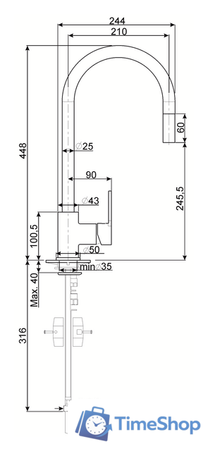 Смеситель Smeg MID2CR - Изображение №2 — Интернет-магазин Time-Shop