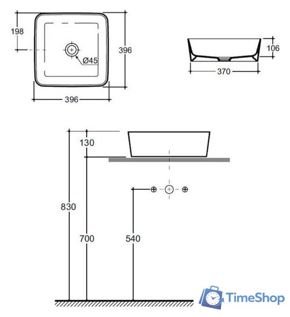 Умывальник Керамин Плаза 40 ФС (белый фаянс) - Изображение №3 — Интернет-магазин Time-Shop