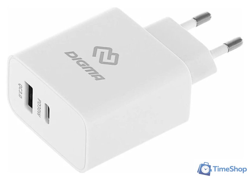 Сетевое зарядное Digma DGW3D (белый) - Изображение №1 — Интернет-магазин Time-Shop