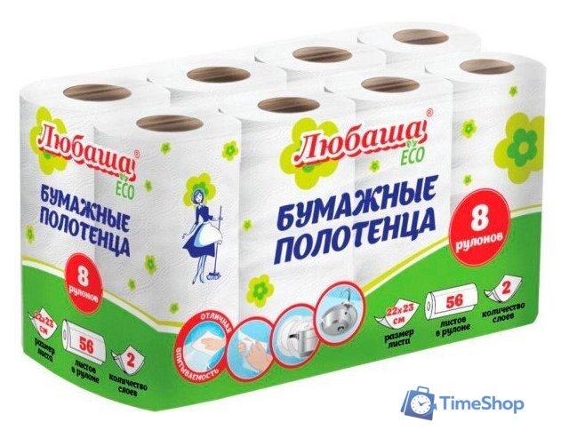 Бумажные полотенца Любаша ECO 114743 (8 шт) - Изображение №1 — Интернет-магазин Time-Shop