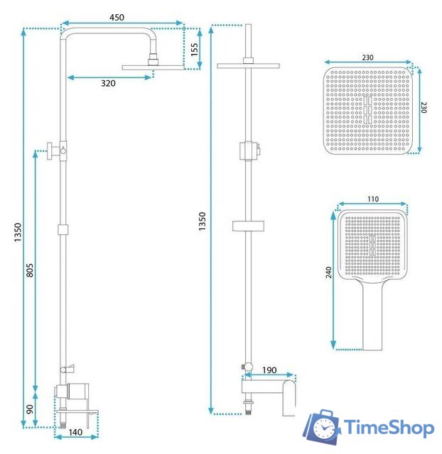 Душевая система  Rea Storm REA-P9534 - Изображение №7 — Интернет-магазин Time-Shop