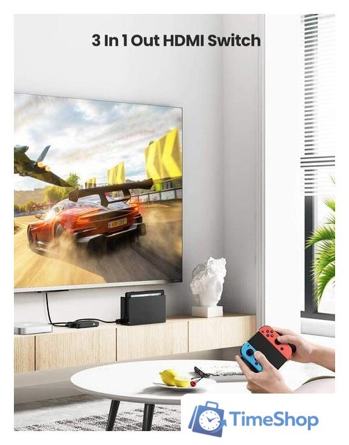 Переключатель Ugreen CM332 80125 4 x HDMI (с пультом ДУ, черный) - Изображение №2 — Интернет-магазин Time-Shop