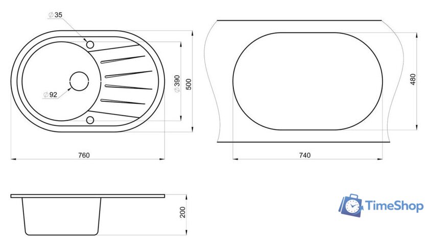 Кухонная мойка Granula ST-7601 (графит) - Изображение №3 — Интернет-магазин Time-Shop