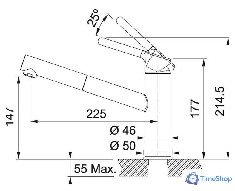 Смеситель Franke Orbit Pull Out 115.0623.141 (серый камень) - Изображение №2 — Интернет-магазин Time-Shop